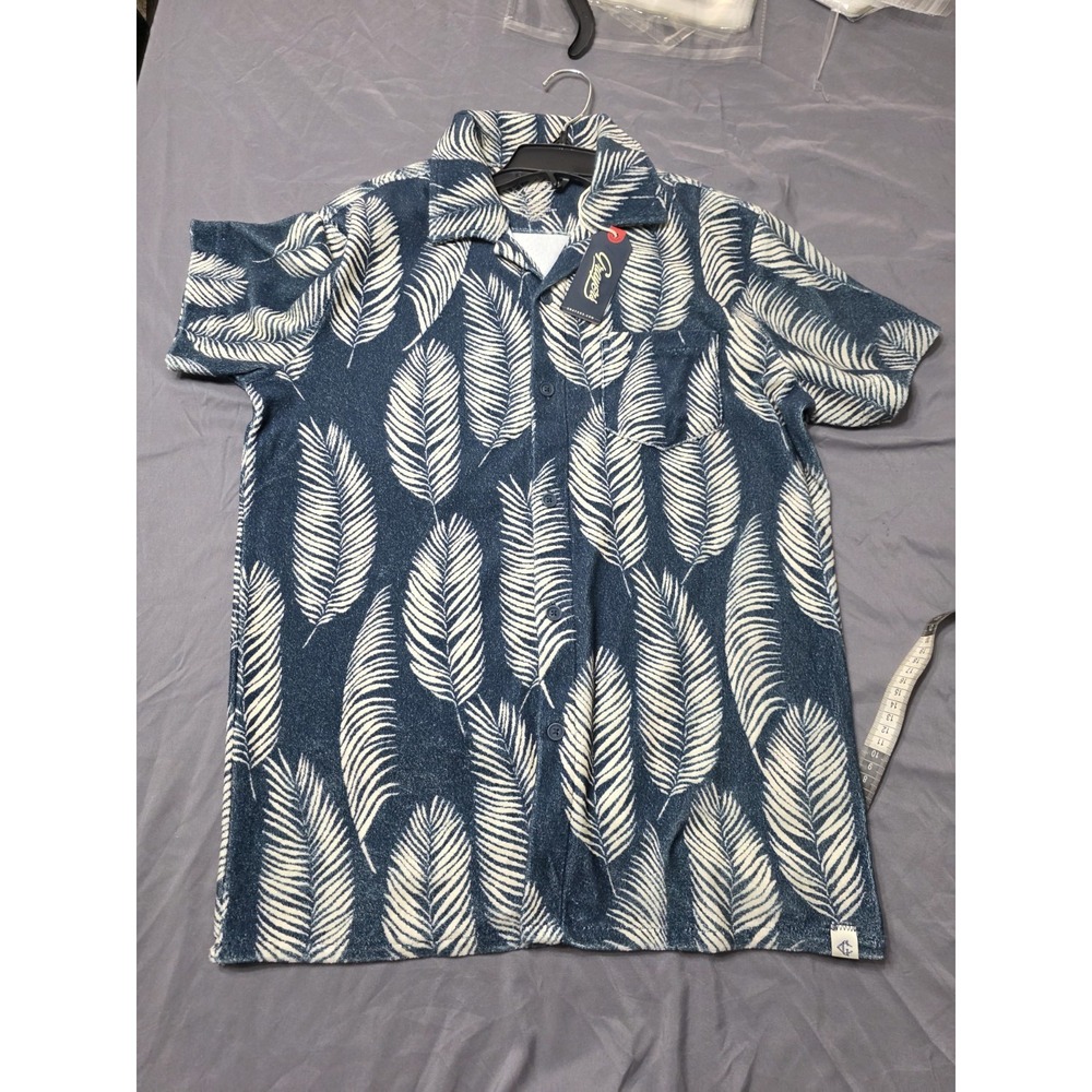 Grayers Men's XS Blue Leaf Print Shirt Short Sleeve Button Up NWT $88‎